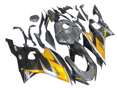 Beste Yamaha YZF 600 R6 Motorrad Verkleidung 2017-2023 - Gold Schwarz Carbonfaser
