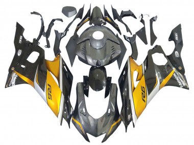 Beste Yamaha YZF 600 R6 Motorrad Verkleidung 2017-2023 - Gold Schwarz Carbonfaser