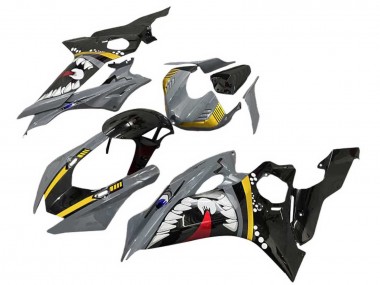 Beste Yamaha YZF 600 R6 Motorrad Verkleidung 2017-2023 - Grau Gelb Glanzendes Schwarz Hai