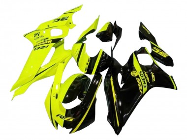 Beste Yamaha YZF 600 R6 Motorrad Verkleidung 2017-2023 - Neon Gelb Glanzendes Schwarz Geteiltes