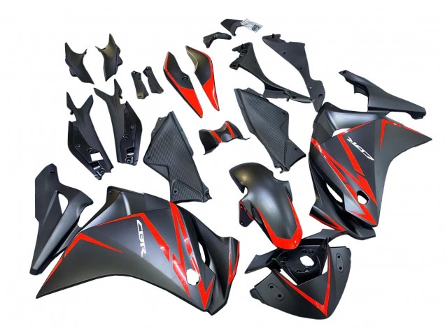 Beste Honda CBR250RR Motorrad Verkleidung 2011-2015 - Matt Schwarz Rot Streifen