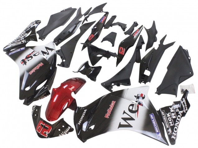 Beste Honda CBR250RR Motorrad Verkleidung 2011-2015 - Glanzendes Schwarz Weiss West Rot HRC 62