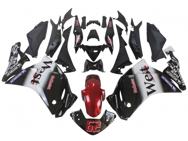 Beste Honda CBR250RR Motorrad Verkleidung 2011-2015 - Glanzendes Schwarz Weiss West Rot HRC 62
