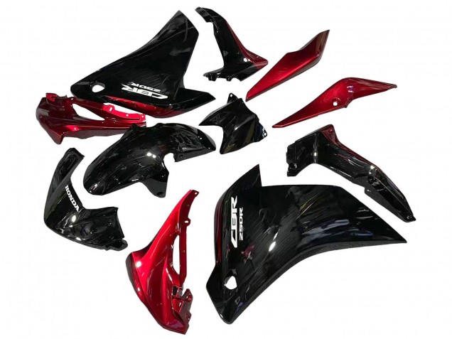 Beste Honda CBR250RR Motorrad Verkleidung 2011-2015 - Glanzendes Schwarz Rot