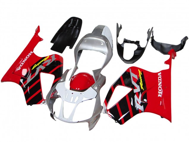 Beste Honda VTR1000 Motorrad Verkleidung 2000-2006 - Silber Rot Schwarz Streifen Rennen