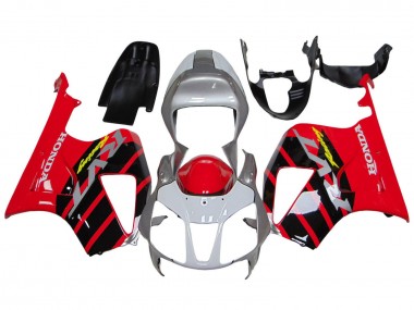 Beste Honda VTR1000 Motorrad Verkleidung 2000-2006 - Silber Rot Schwarz Streifen Rennen