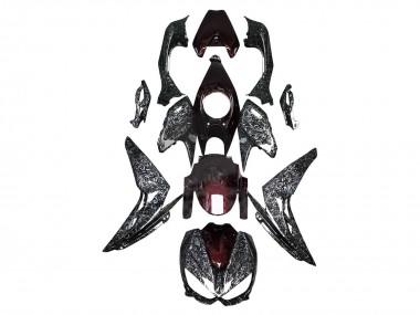 Beste Kawasaki Z1000 Motorrad Verkleidung 2014-2019 - Schwarz Rot Geometrisch