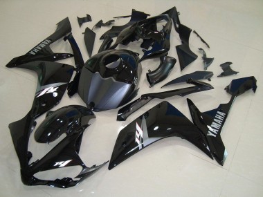 Beste Yamaha YZF R1 Motorrad Verkleidung 2007-2008 - Glanzendes Schwarz Matt Schwarz Weiss Aufkleber