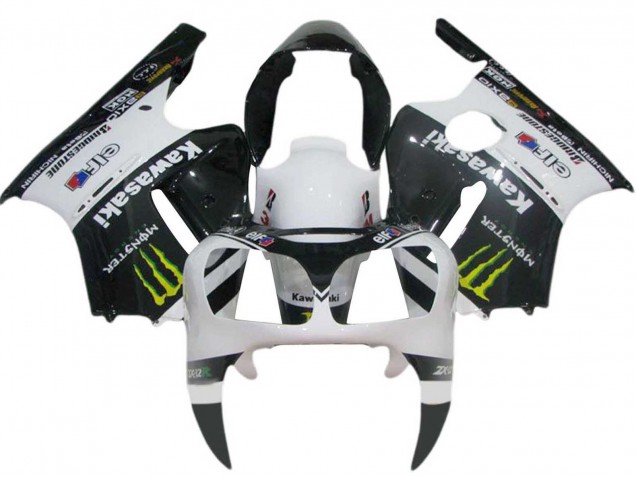 Beste Kawasaki ZX12R Motorrad Verkleidung 2000-2001 - Weiss Schwarz Gelb Elf Monster