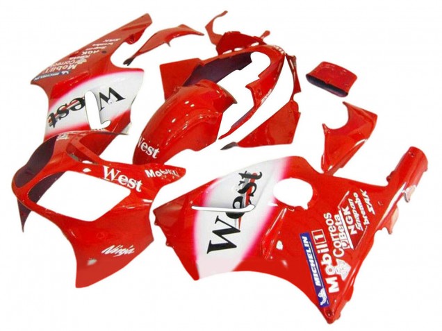 Beste Kawasaki ZX12R Motorrad Verkleidung 2000-2001 - Rot Weiss Schwarz West