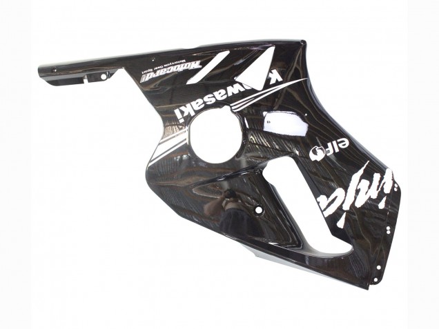 Beste Kawasaki ZX12R Motorrad Verkleidung 2000-2001 - Glanzendes Schwarz Weiss Elf Schnee