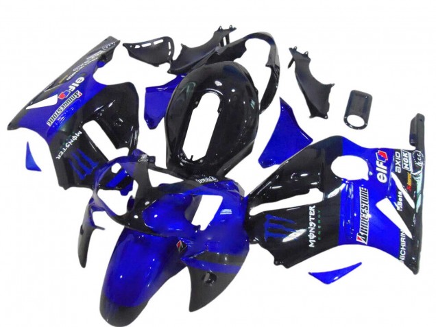 Beste Kawasaki ZX12R Motorrad Verkleidung 2000-2001 - Glanzendes Schwarz Blau Monster