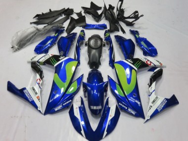 Beste Yamaha YZF R3/R25 Motorrad Verkleidung 2015-2018 - Blau Weiss Schwarz Grun Monster