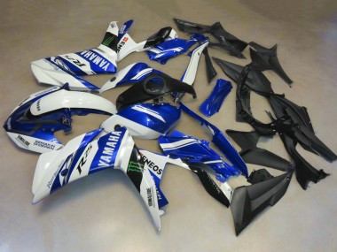 Beste Yamaha YZF R3/R25 Motorrad Verkleidung 2015-2018 - Weiss Blau Yamalube ENEOS Monster