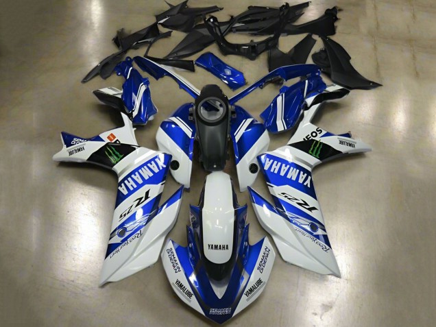 Beste Yamaha YZF R3/R25 Motorrad Verkleidung 2015-2018 - Weiss Blau Yamalube ENEOS Monster