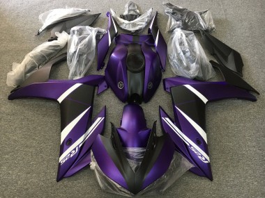Beste Yamaha YZF R3/R25 Motorrad Verkleidung 2015-2018 - Weiss Lila Matt Schwarz