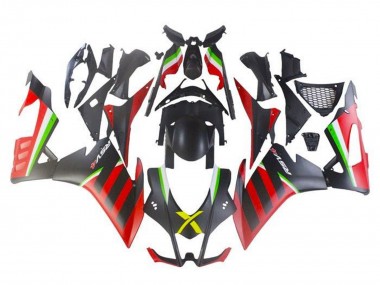 Beste Aprilia RSV4 1000 Motorrad Verkleidung 2016-2020 - Matt Schwarz Rot Grun Streifen