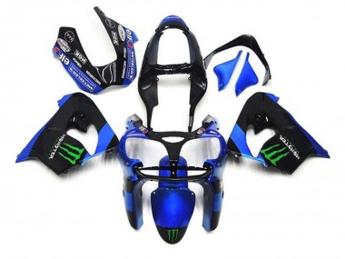 Beste Kawasaki ZX9R Motorrad Verkleidung 2002-2003 - Blau Schwarz Grun Monster