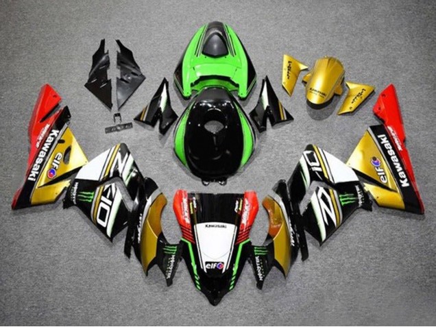 Beste Kawasaki ZX10R Motorrad Verkleidung 2004-2005 - Gold Schwarz Grun Weiss Rot