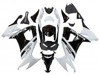 Beste Kawasaki ZX10R Motorrad Verkleidung 2008-2010 - Weiss Glanzendes Schwarz Streifen
