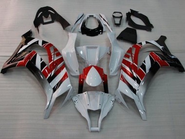 Beste Kawasaki ZX10R Motorrad Verkleidung 2011-2015 - Weiss Rot Schwarz Streifen