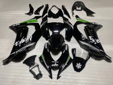 Beste Kawasaki ZX10R Motorrad Verkleidung 2016-2020 - Glanzendes Schwarz Weiss Grun Streifen Schnee