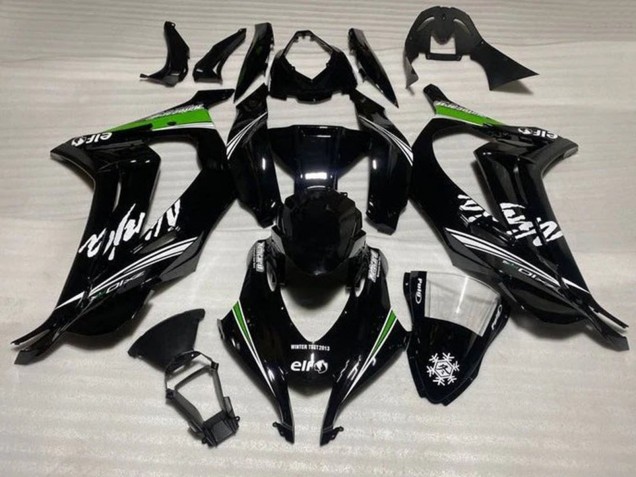 Beste Kawasaki ZX10R Motorrad Verkleidung 2016-2020 - Glanzendes Schwarz Weiss Grun Streifen Schnee