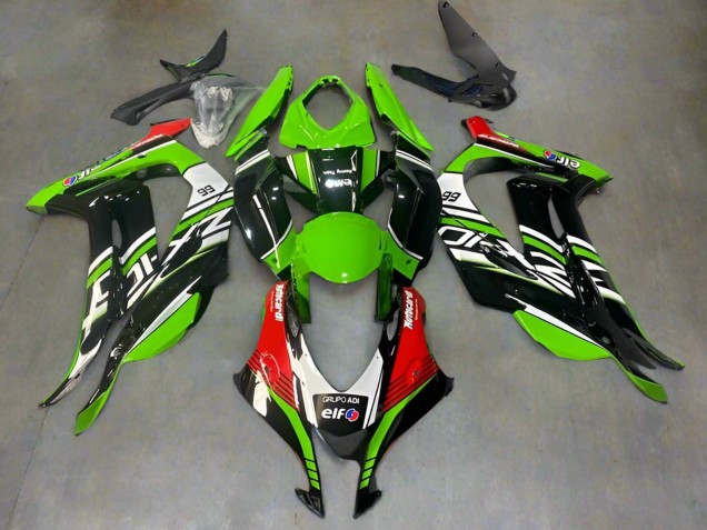 Beste Kawasaki ZX10R Motorrad Verkleidung 2016-2020 - Grun Schwarz Rot Weiss Elf