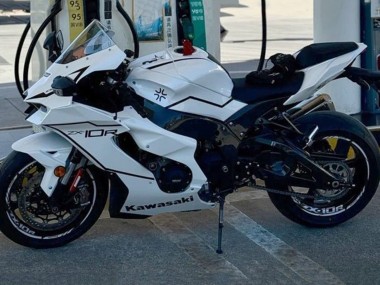Beste Kawasaki ZX10R Motorrad Verkleidung 2021-2026 - Weiss Schwarz Streifen