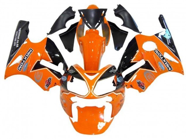Beste Kawasaki ZX12R Motorrad Verkleidung 2000-2001 - Orange Schwarz Weiss Maxton