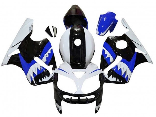 Beste Kawasaki ZX12R Motorrad Verkleidung 2000-2001 - Weiss Schwarz Blau Hai