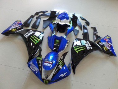 Beste Yamaha YZF R1 Motorrad Verkleidung 2012-2014 - Blau Weiss Glanzendes Schwarz Grun Graves Yamalube Monster