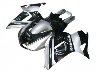 Beste Kawasaki ZX14R ZZR1400 Motorrad Verkleidung 2006-2011 - Silber Schwarz Monster