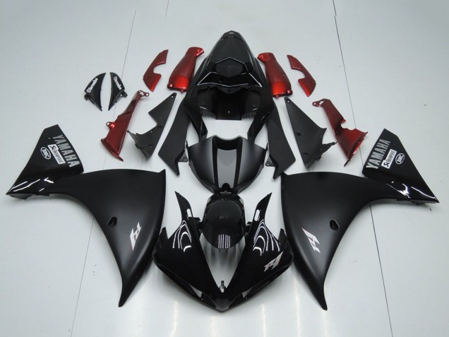 Beste Yamaha YZF R1 Motorrad Verkleidung 2012-2014 - Glanzendes Schwarz Matt Schwarz Rot