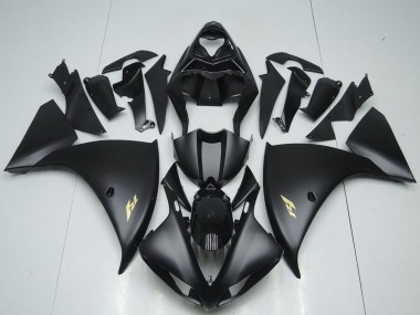 Beste Yamaha YZF R1 Motorrad Verkleidung 2012-2014 - Glanzendes Schwarz Matt Schwarz Gold Aufkleber