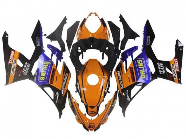 Beste Kawasaki Ninja 400 Motorrad Verkleidung 2018-2024 - Orange Schwarz Blau Gelb OHLINS