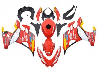 Beste Kawasaki Ninja 400 Motorrad Verkleidung 2018-2024 - Rot Weiss Gelb Schwarz Trick Star Bridgestone