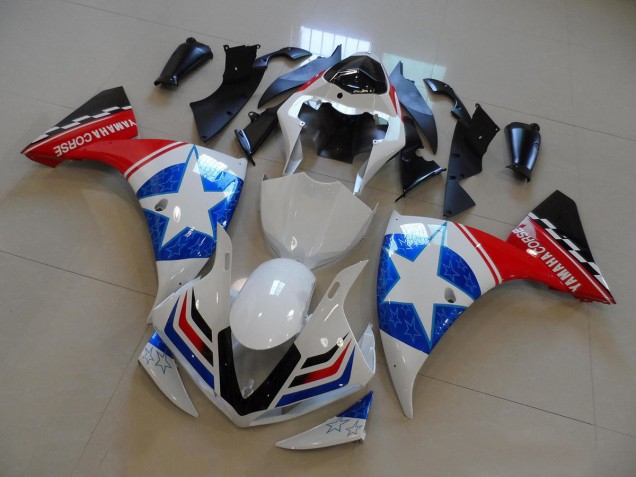 Beste Yamaha YZF R1 Motorrad Verkleidung 2012-2014 - Weiss Blau Rot Schwarz Stern