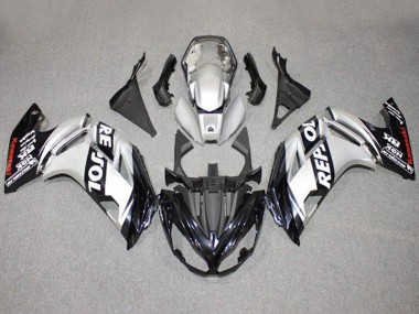 Beste Kawasaki Ninja 650 EX650 Motorrad Verkleidung 2012-2016 - Silber Schwarz Repsol