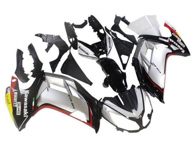 Beste Kawasaki Ninja ER6F Motorrad Verkleidung 2012-2014 - Silber Schwarz Rot Gelb