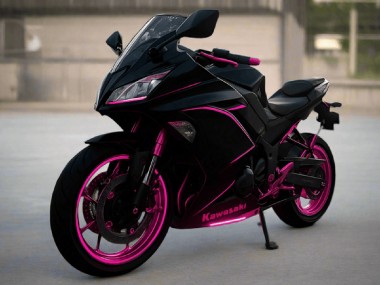 Beste Kawasaki Ninja 650 EX650 Motorrad Verkleidung 2017-2019 - Glanzendes Schwarz Rosa Streifen
