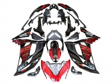 Beste Kawasaki Ninja 650 EX650 Motorrad Verkleidung 2017-2019 - Rot Schwarz Silber