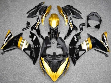 Beste Kawasaki Ninja 650 EX650 Motorrad Verkleidung 2017-2019 - Gold Schwarz Weiss