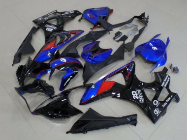 Beste BMW S1000RR Motorrad Verkleidung 2015-2016 - Blau Rot Glanzendes Schwarz Castrol