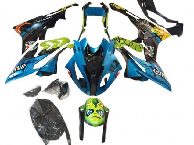 Beste BMW S1000RR Motorrad Verkleidung 2015-2016 - Gelb Blau Schwarz Hai