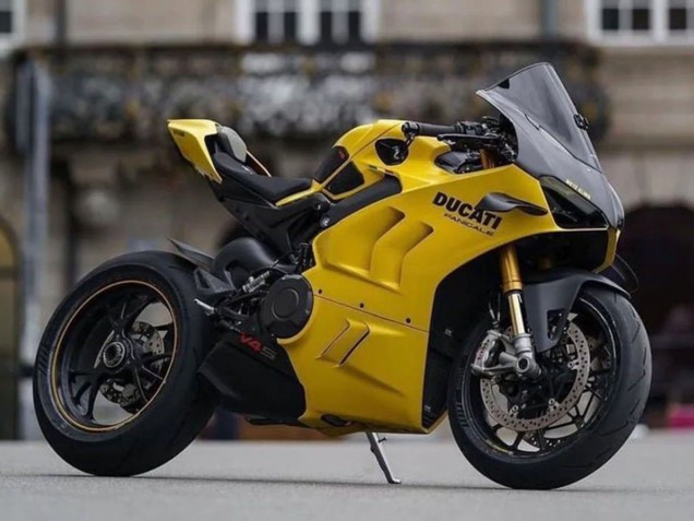 Beste Ducati Panigale V4 V4S Motorrad Verkleidung 2022-2024 - Gelb Schwarz