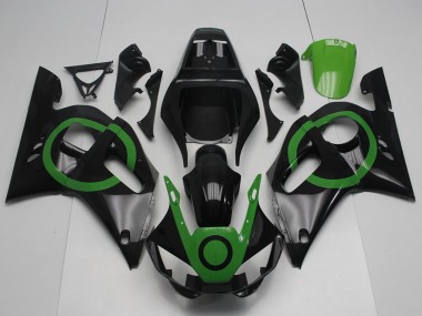Beste Yamaha YZF R6 Motorrad Verkleidung 1998-2002 - Glanzendes Schwarz Grun Kreis