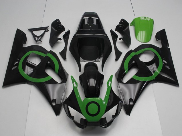 Beste Yamaha YZF R6 Motorrad Verkleidung 1998-2002 - Glanzendes Schwarz Grun Kreis