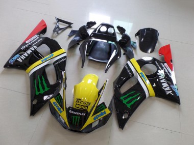 Beste Yamaha YZF R6 Motorrad Verkleidung 1998-2002 - Glanzendes Schwarz Gelb Rot Grun Motul Monster