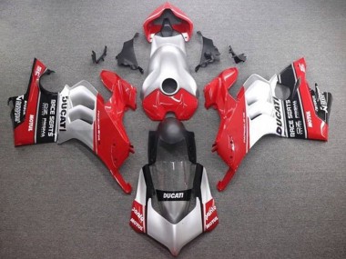 Beste Ducati Panigale V4 V4S Motorrad Verkleidung 2020-2021 - Silber Rot Glanzendes Schwarz